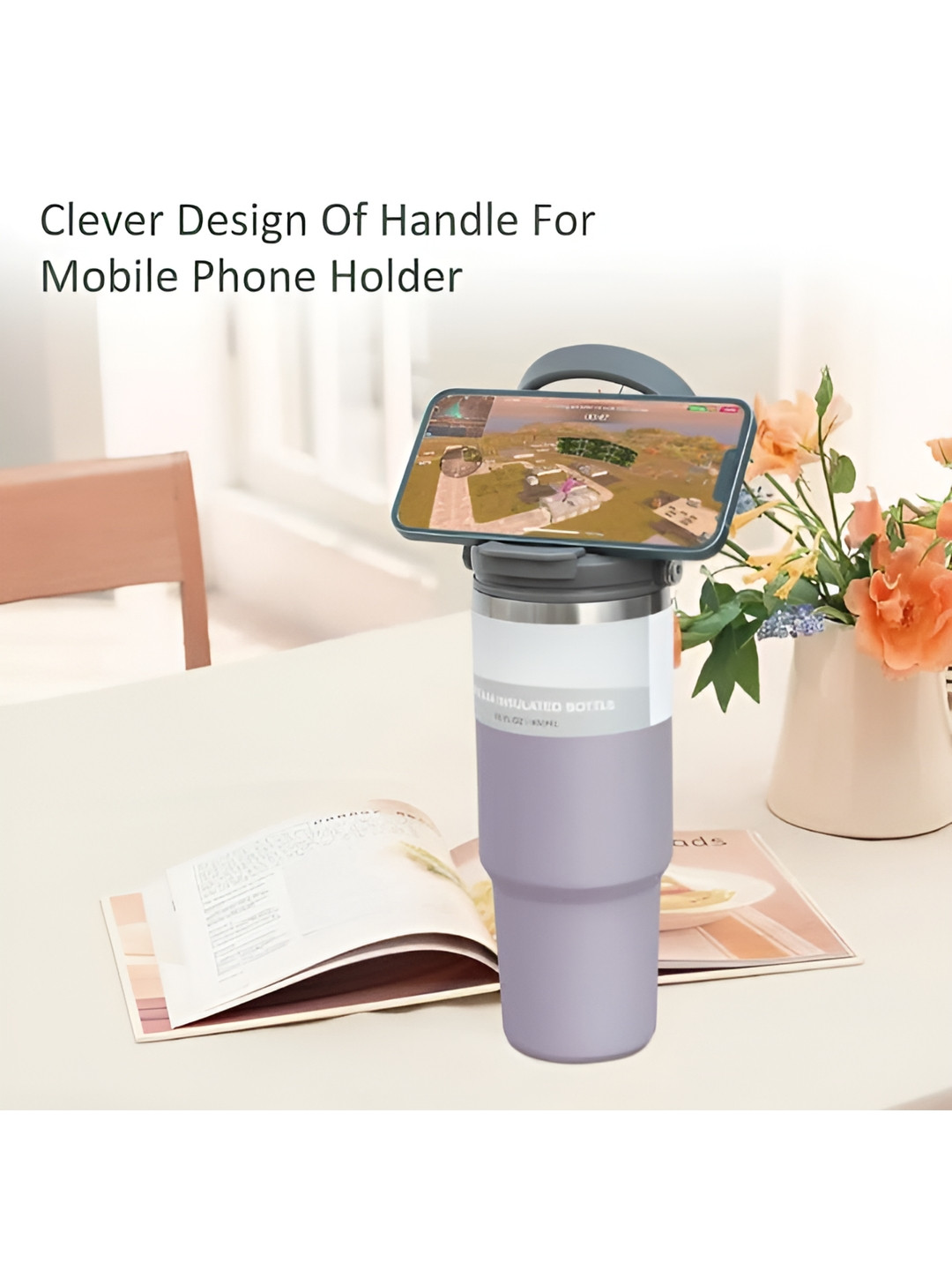 

HomeCloud Purple & Grey Single Stainless Steel Smart Vacuum Water Bottle 890 ml