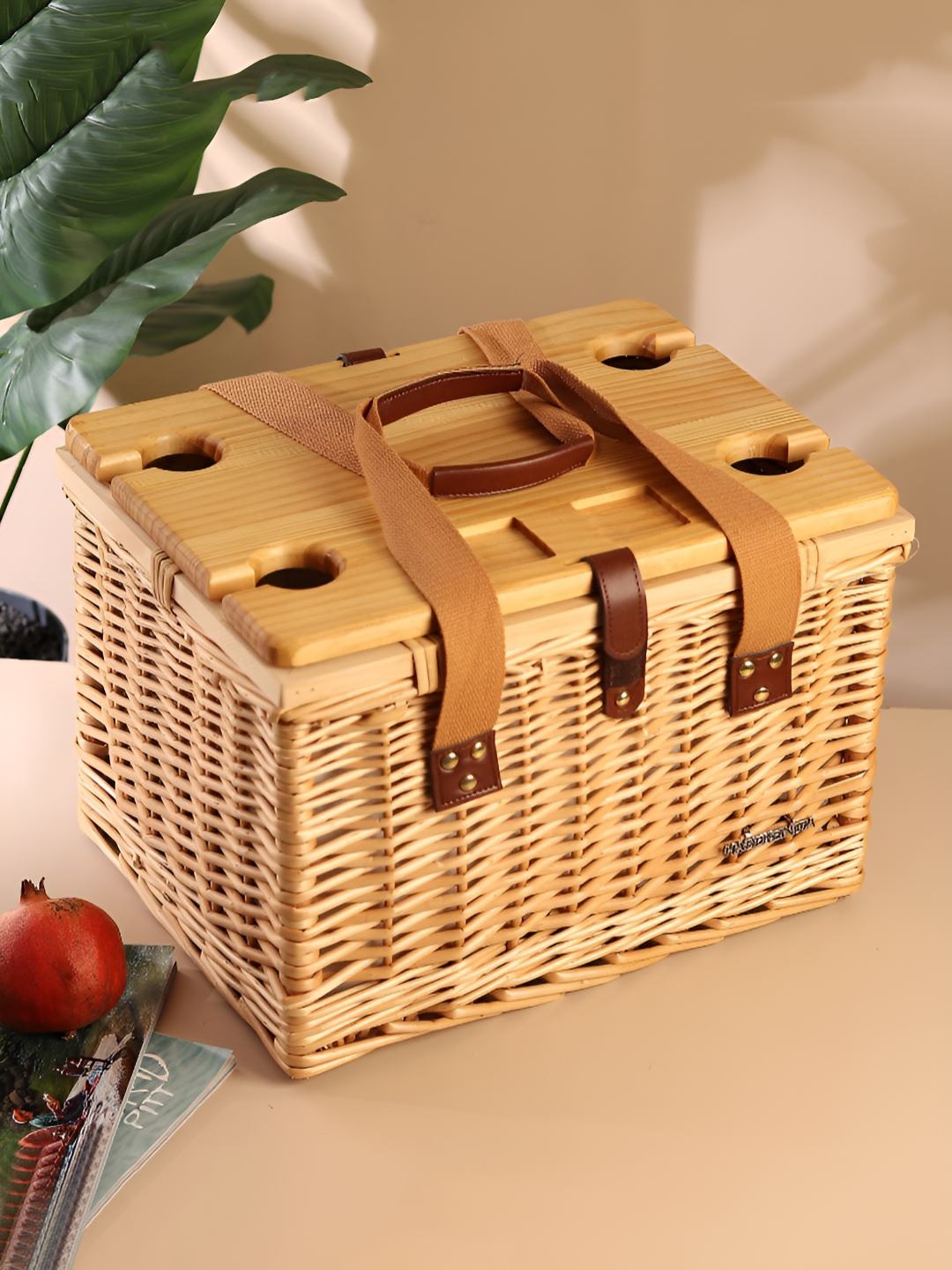 

HABERE INDIA Brown Textured Bamboo Reusable Multi-Utility Organiser