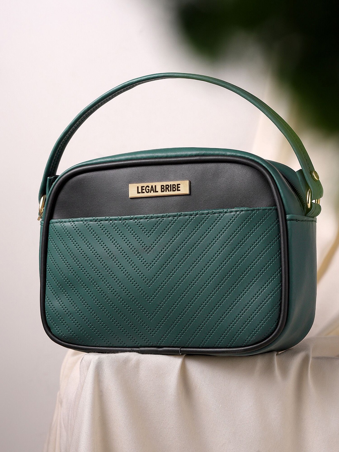 

LEGAL BRIBE Women Self Design Textured Crossbody Sling Bag, Olive