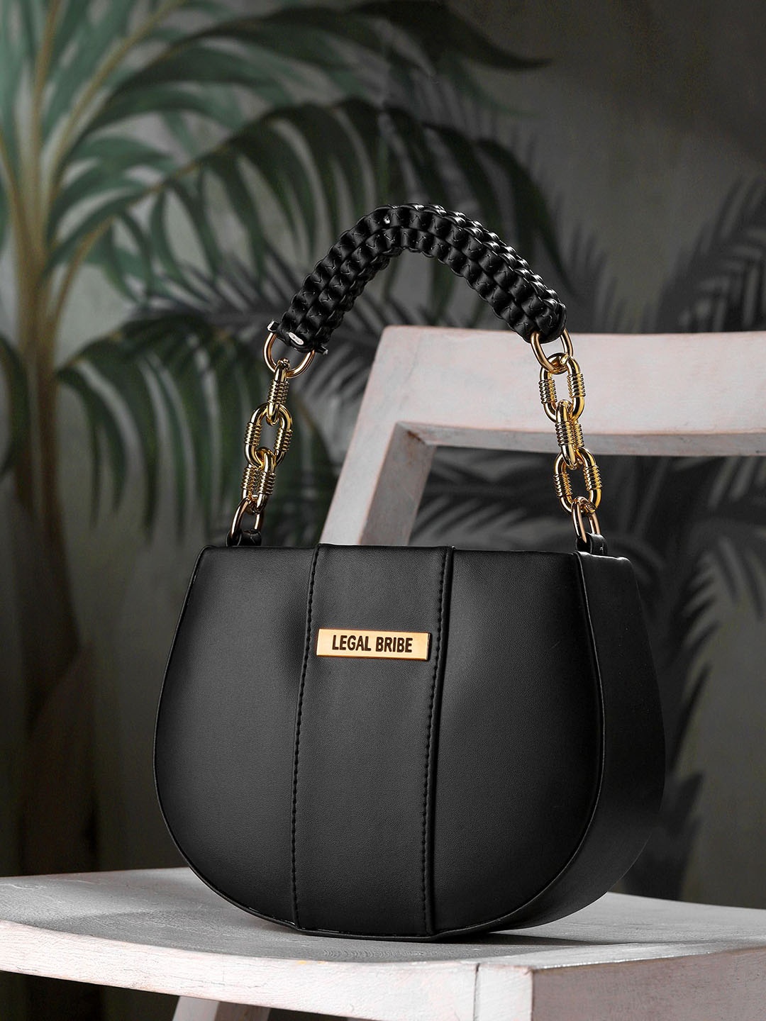 

LEGAL BRIBE Women Solid Structured Sling Bag, Black