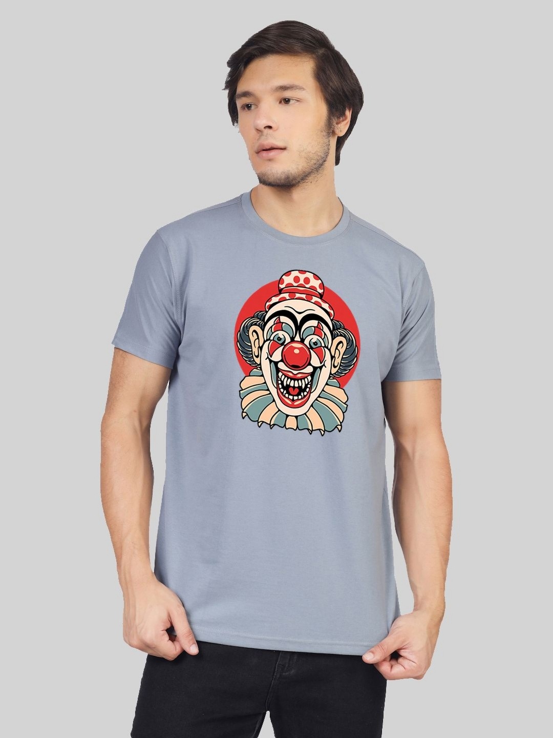 

Greylongg Men Graphic Printed Round Neck Cotton T-shirt, Grey