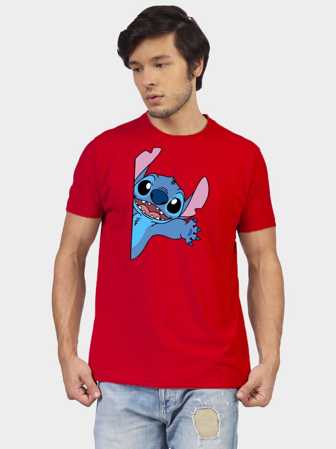 

Greylongg Men Graphic Printed Round Neck Cotton T-shirt, Red