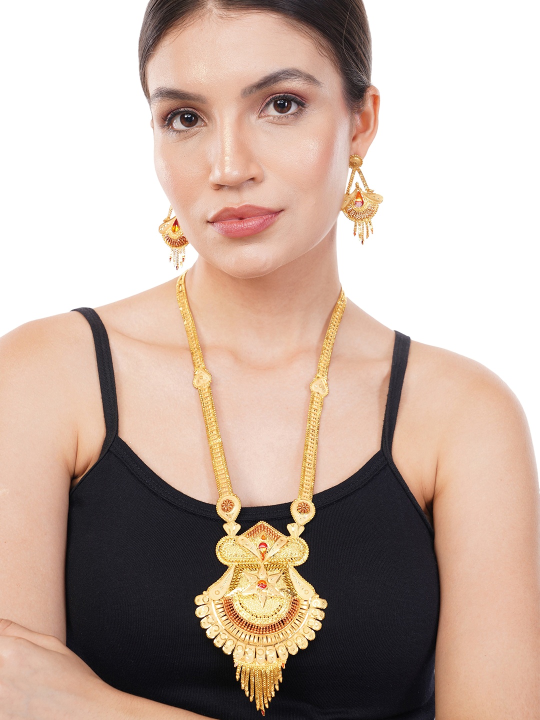 

Zhouse Gold-Plated Stone Studded Jewellery Set