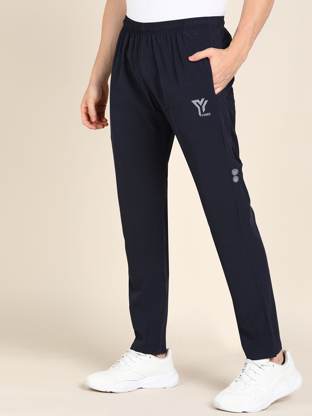 

YUNEK Men Mid Rise Dry Fit Track Pants, Navy blue