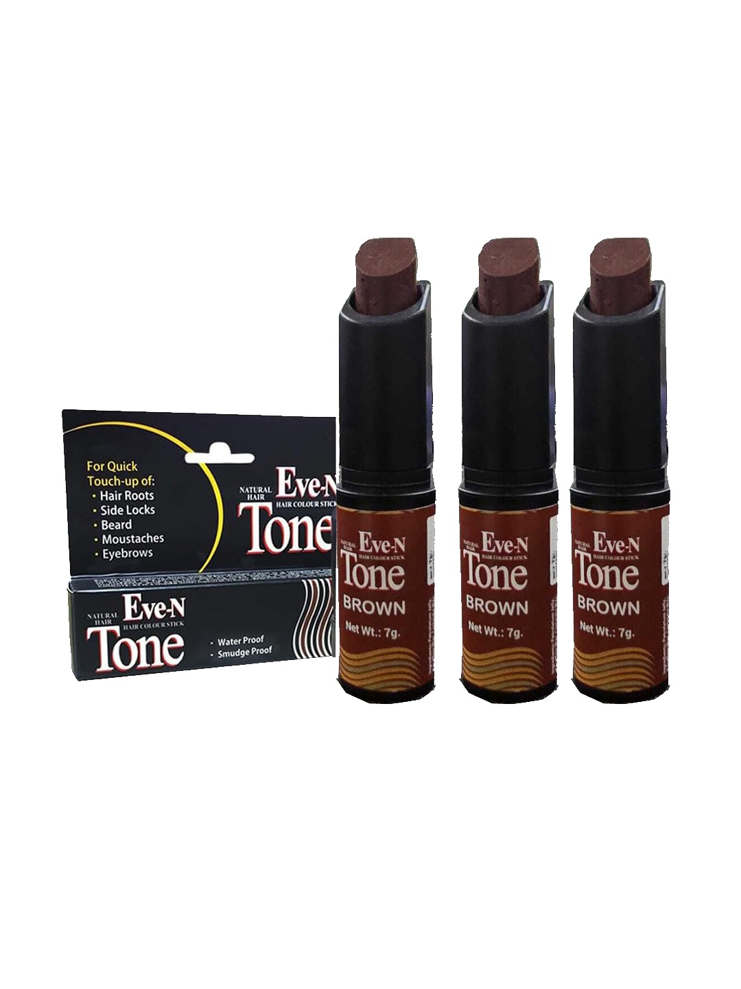 

Eve-N Set Of 3 Waterproof Hair Color Stick For Instant Coverage - 7 g Each - Brown