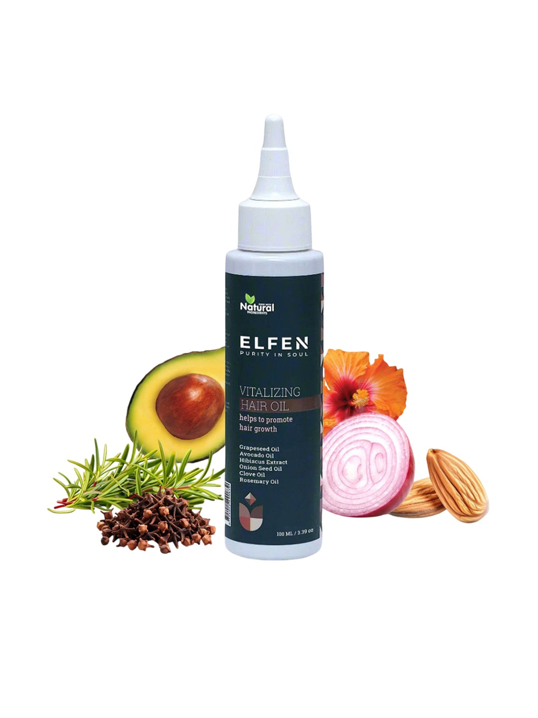 

ELFEN Vitalizing Hair Oil With Onion Seed Oil & Hibiscus Extract - 100 ml, White