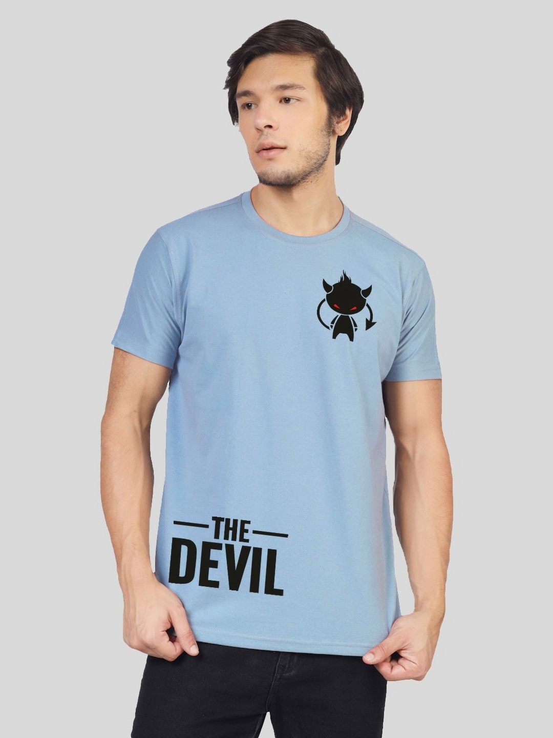 

Greylongg Men Graphic Printed Round Neck Cotton T-shirt, Blue