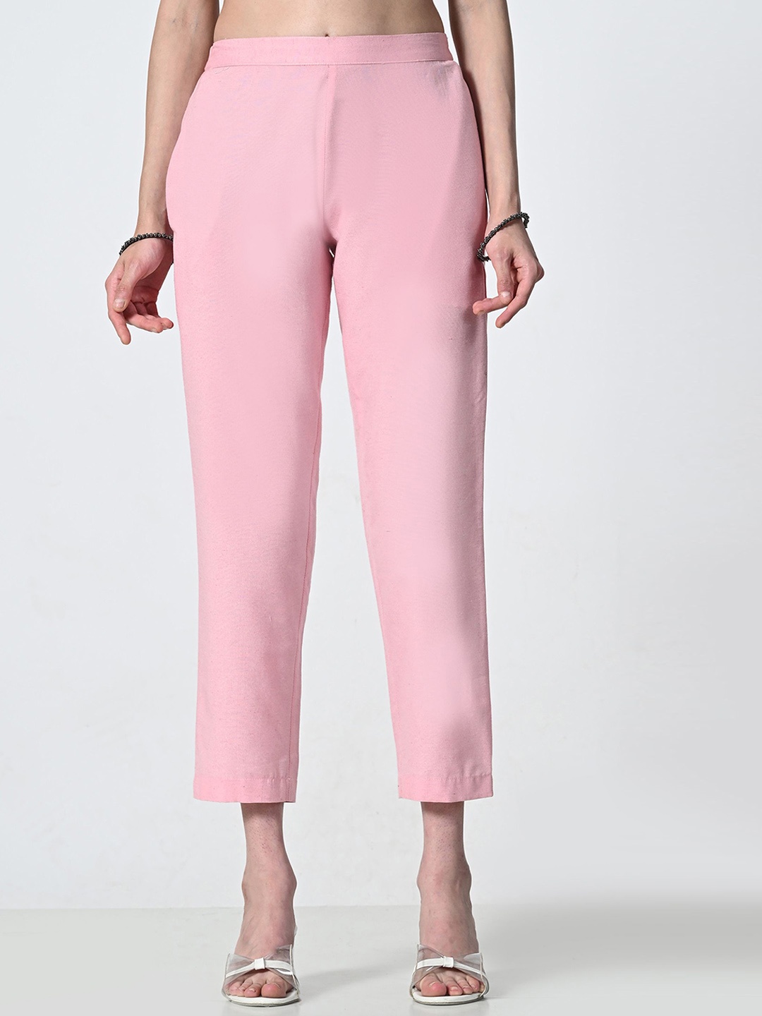 

ALL WAYS YOU Women Smart Straight Fit Trousers, Pink
