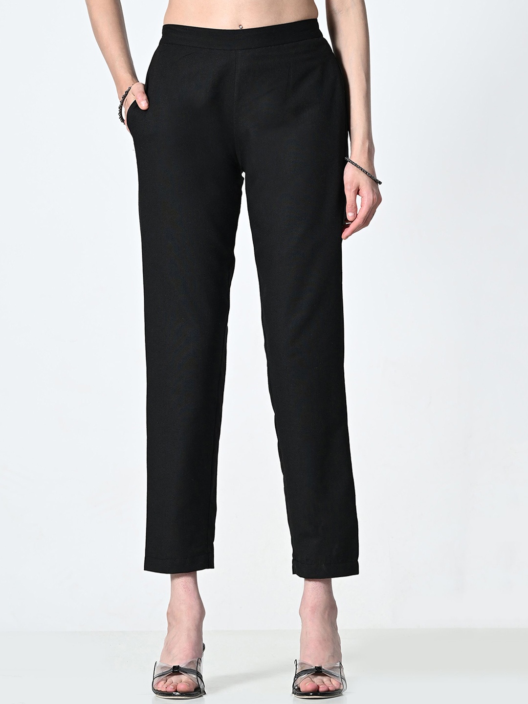 

ALL WAYS YOU Women Smart Straight Fit Trousers, Black