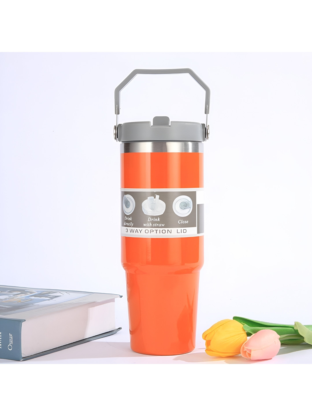 

HomeCloud Orange & Grey Single Stainless Steel Single Wall Vacuum Water Bottle 890 ml