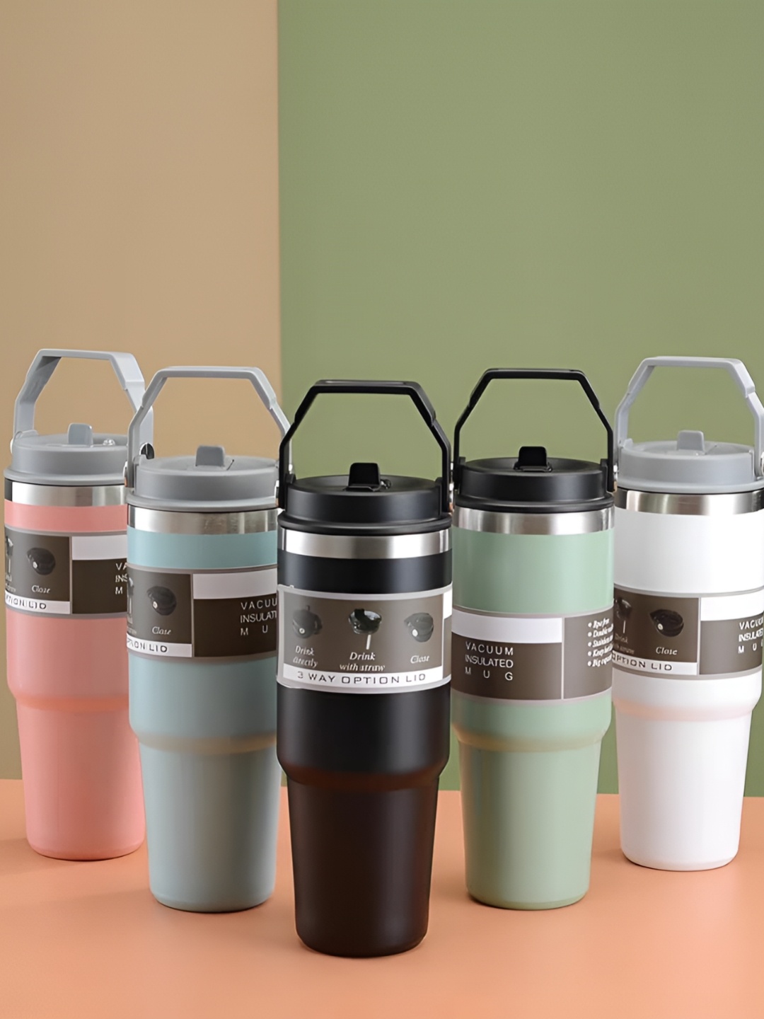 

HomeCloud Pink & Grey Stainless Steel Single Wall Vacuum Water Bottle 890 ml Each
