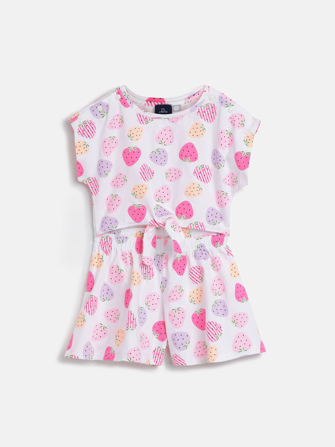 

Chicco Girls Cotton Printed Short Playsuit, White