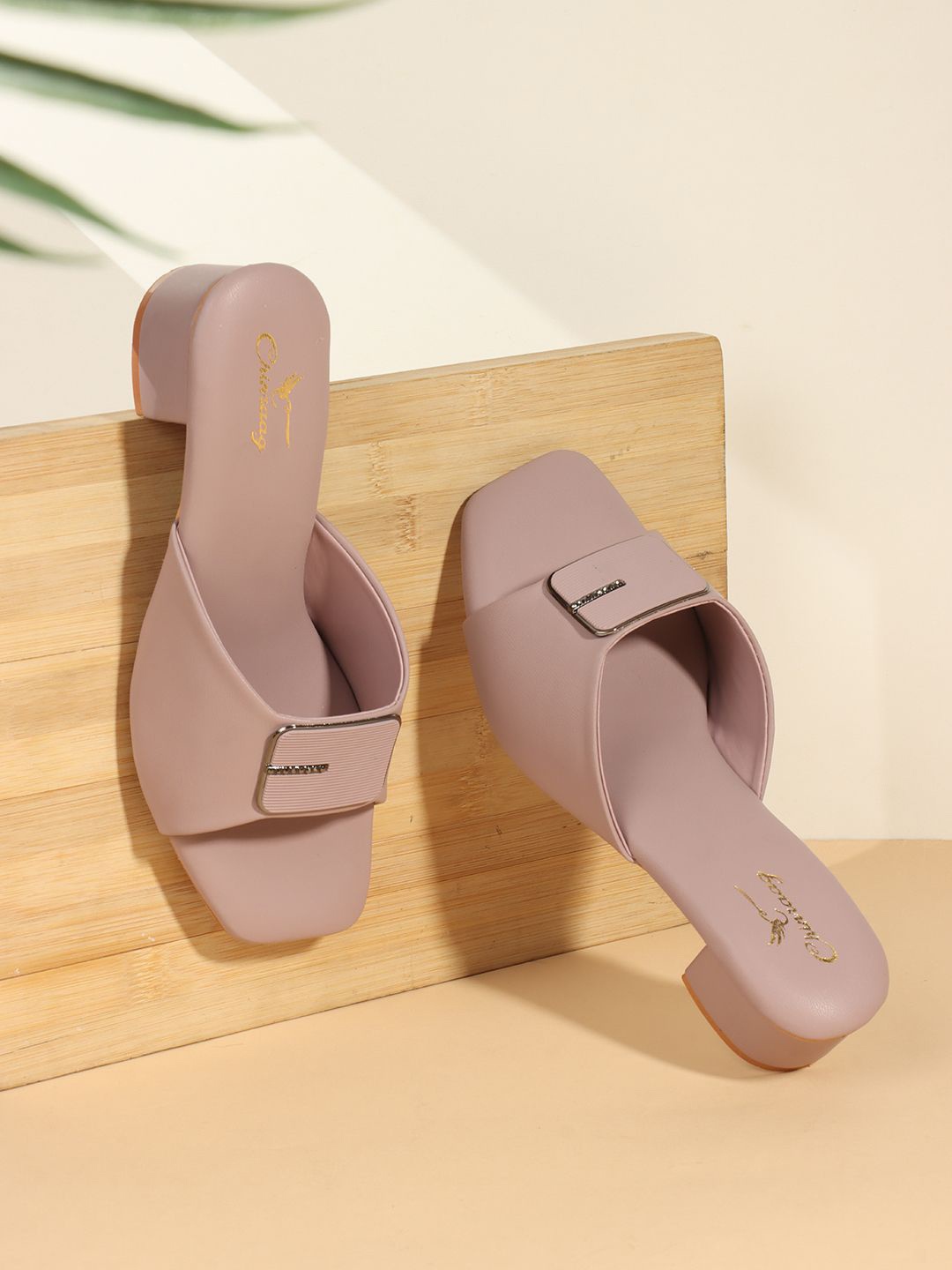 

CHINRAAG Women Block Heel Sandals, Purple