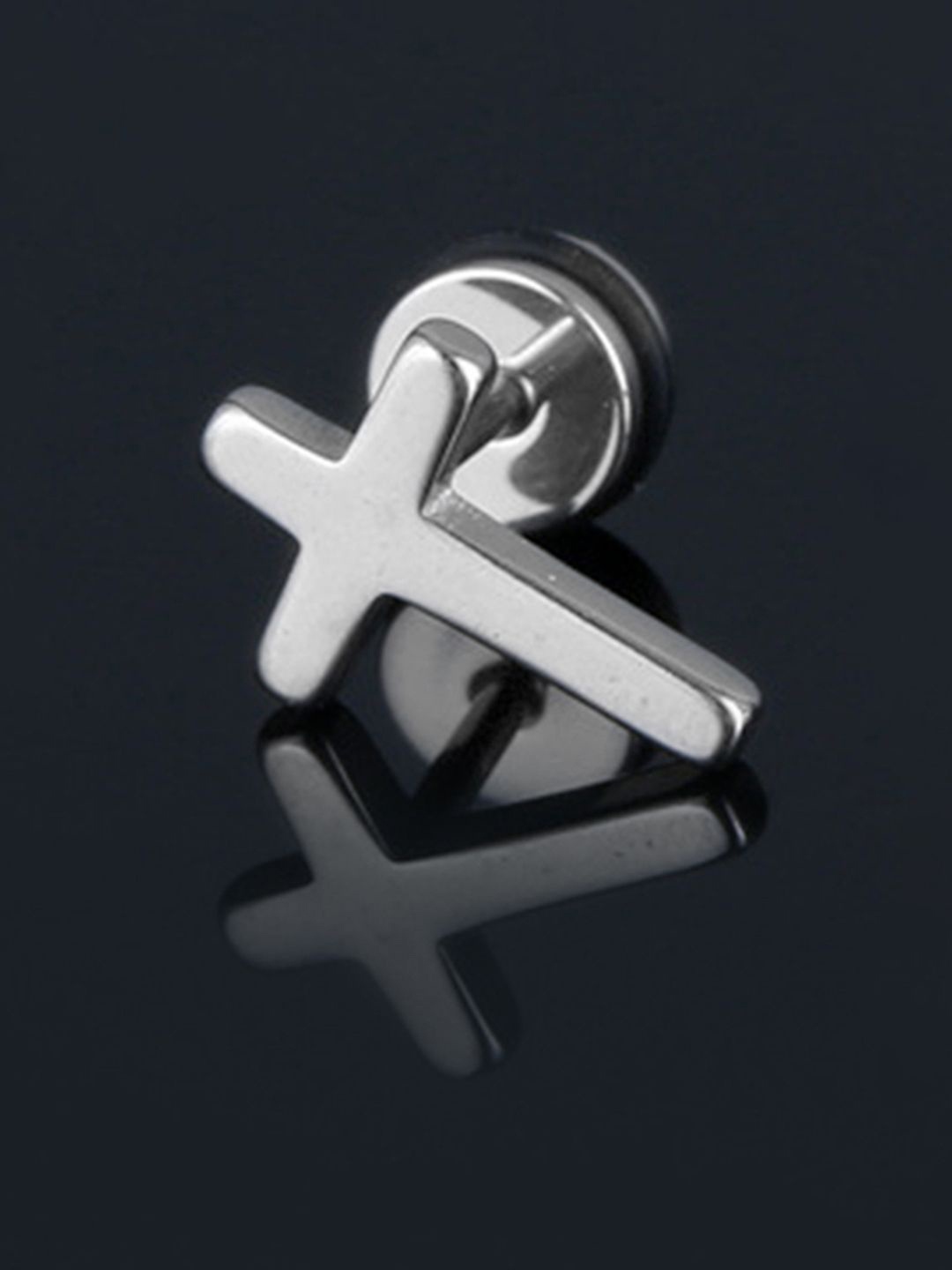 

Peora Mens Silver-Plated Quirky Shaped Stud