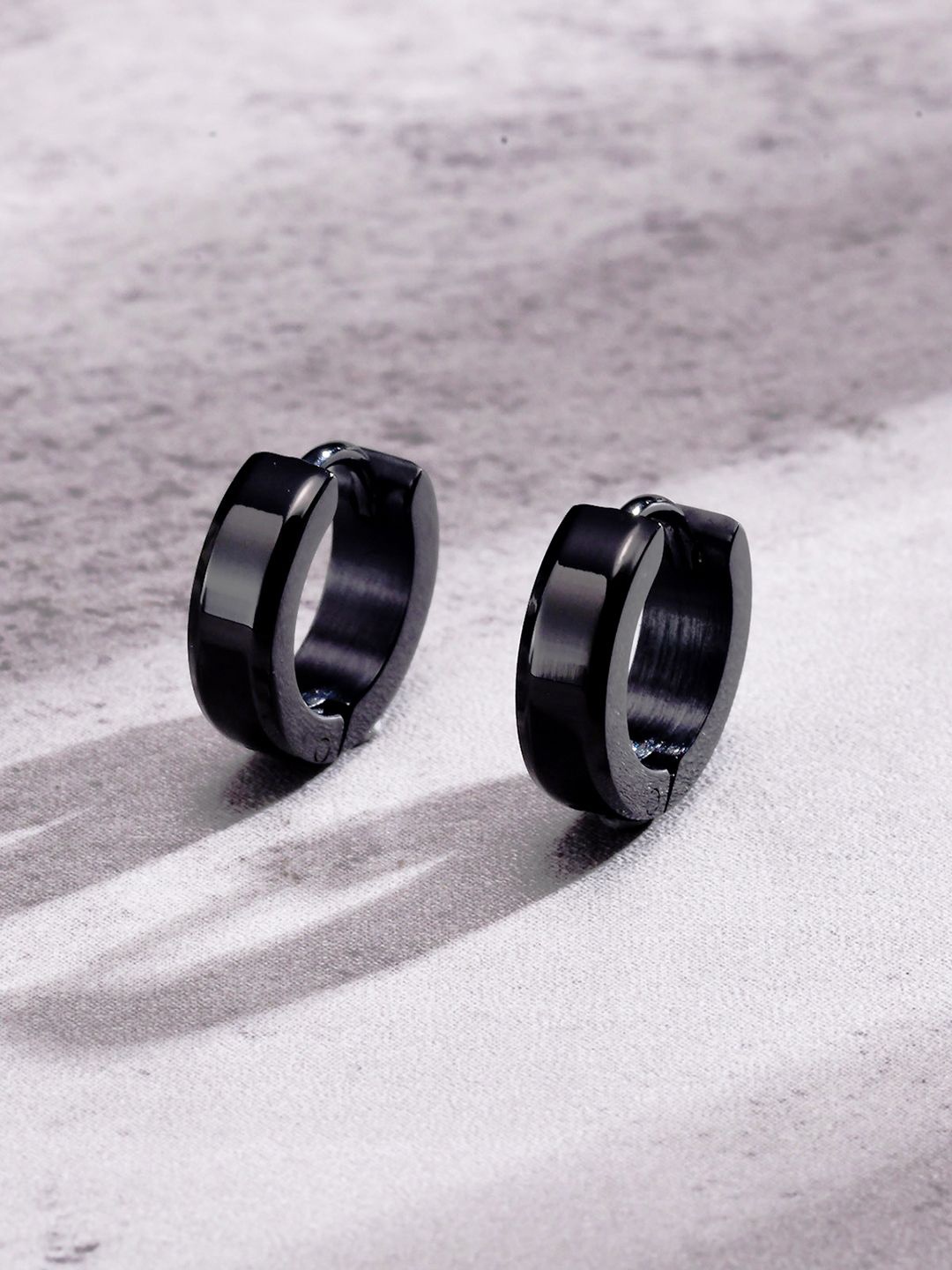 

Peora Circular Shaped Hoop Earrings, Black