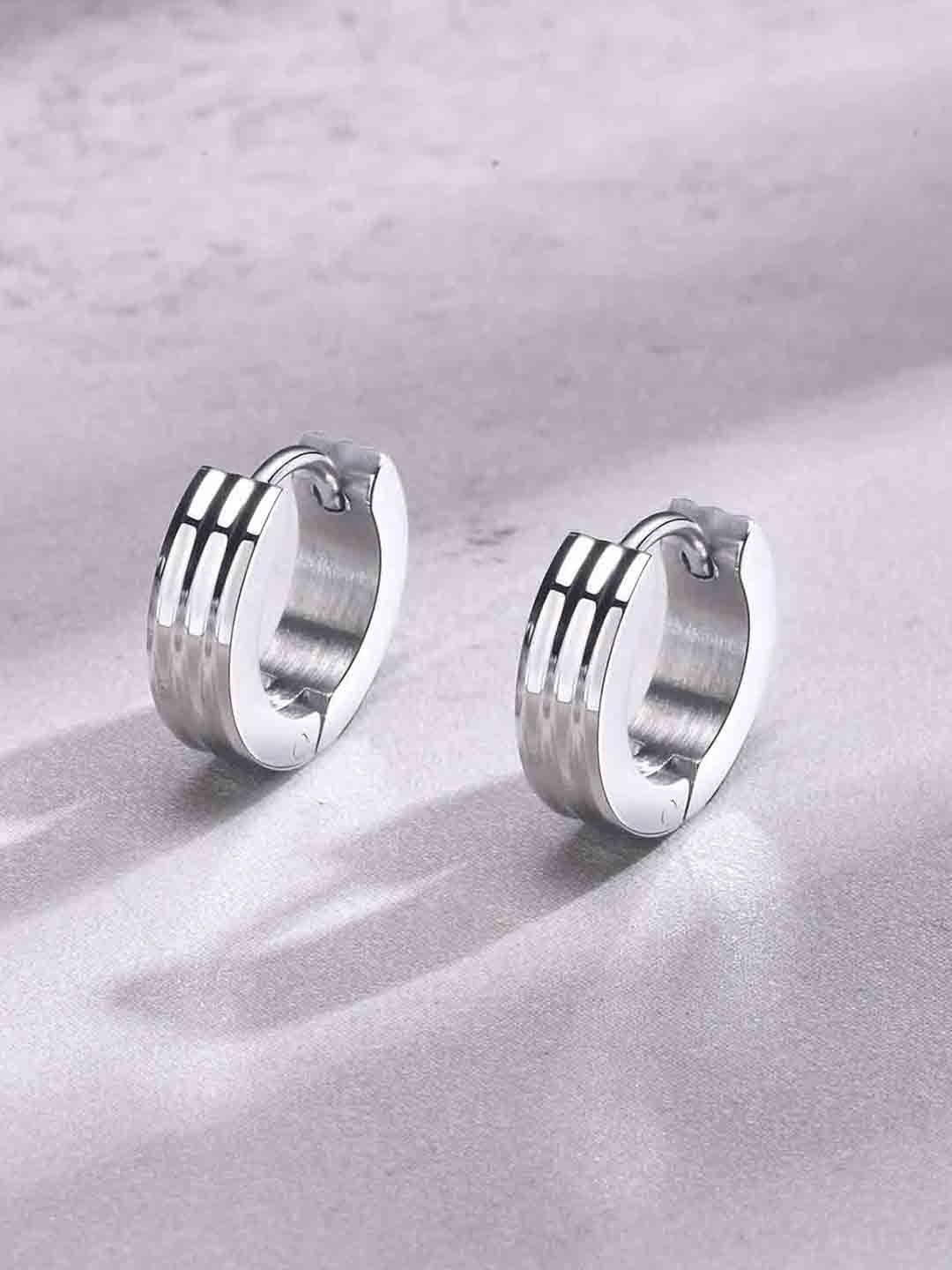 

Peora Silver-Plated Stainless Steel Contemporary Hoop Earrings