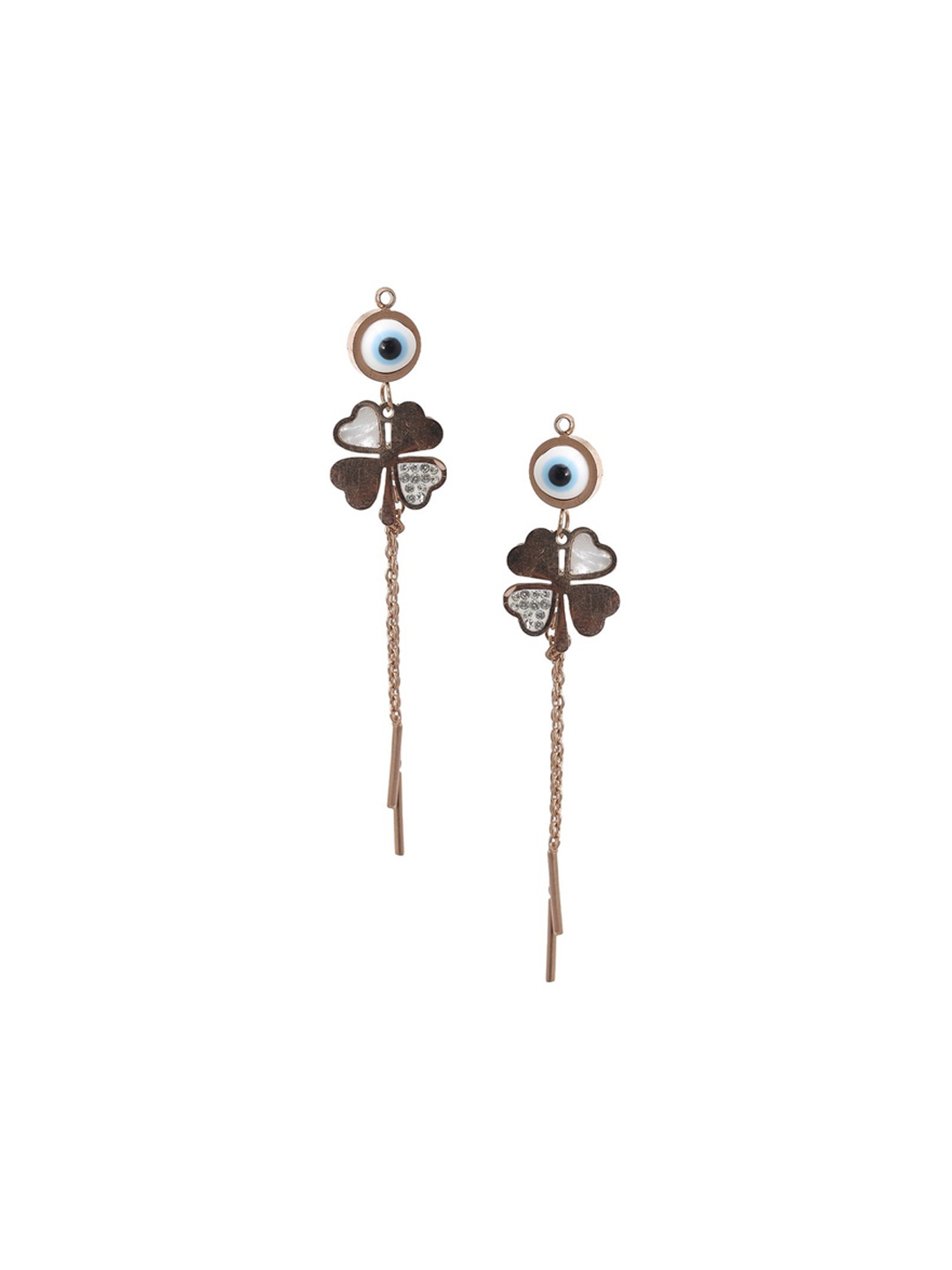 

SOLIBELLE 18K Gold-Plated Contemporary Shaped Drop Earrings