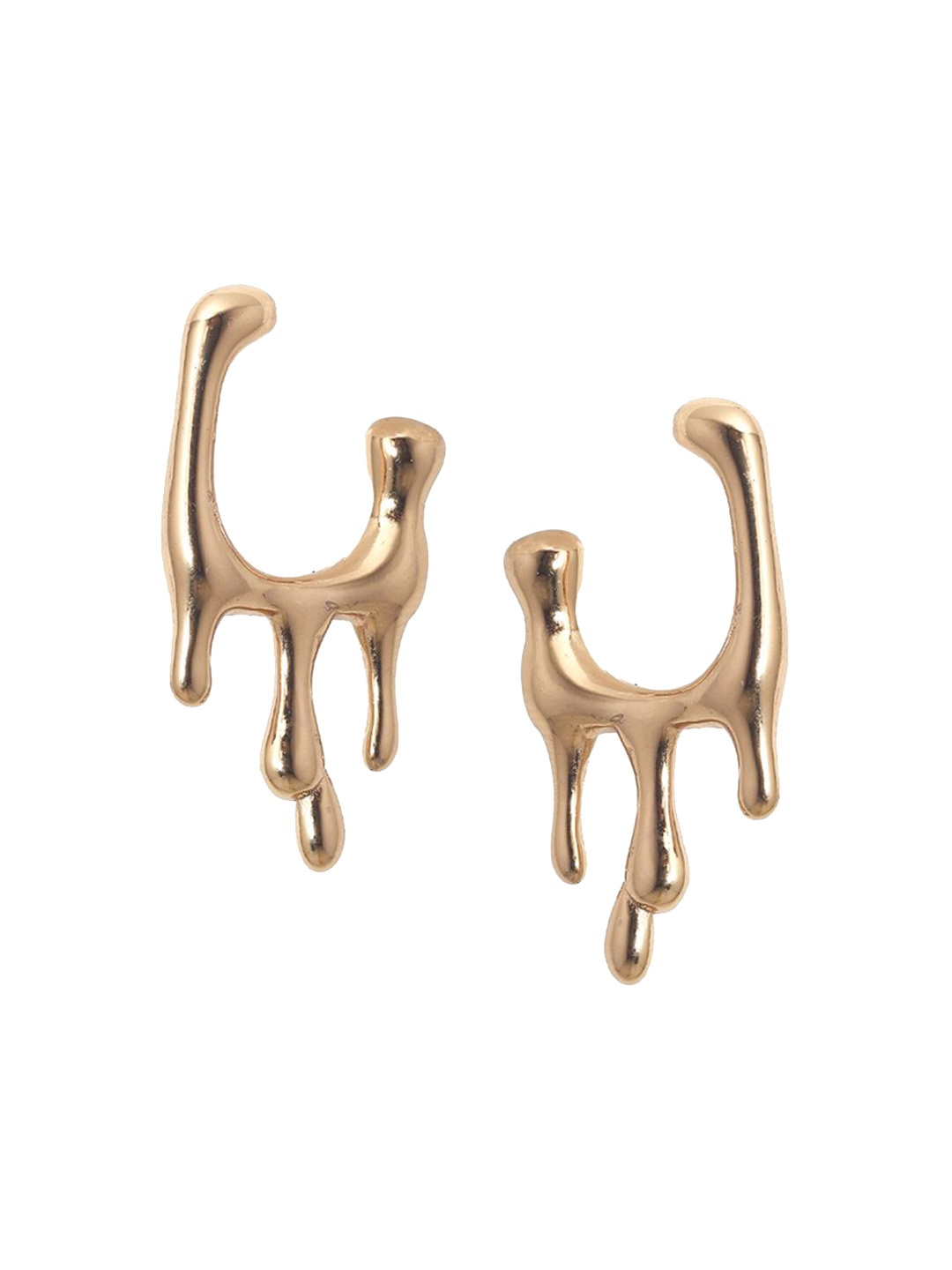 

SOLIBELLE 18K Gold-Plated Contemporary Shaped Drop Earrings