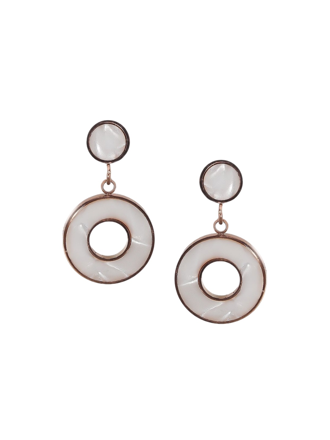 

SOLIBELLE 18K Gold-Plated Contemporary Shaped Drop Earrings