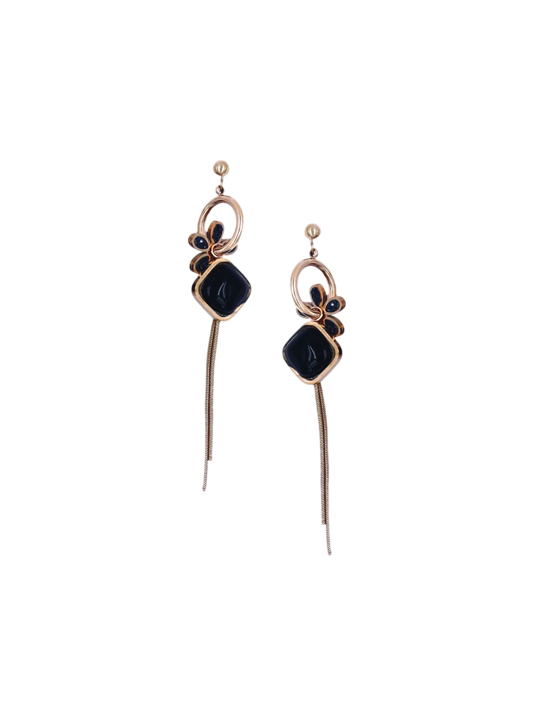 

SOLIBELLE 18K Gold-Plated Contemporary Shaped Drop Earrings