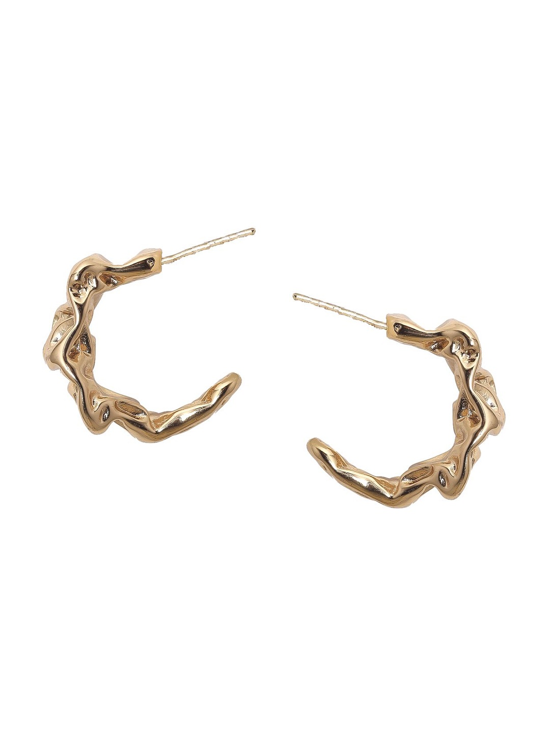 

SOLIBELLE 18K Gold-Plated Contemporary Shaped Hoop Earrings