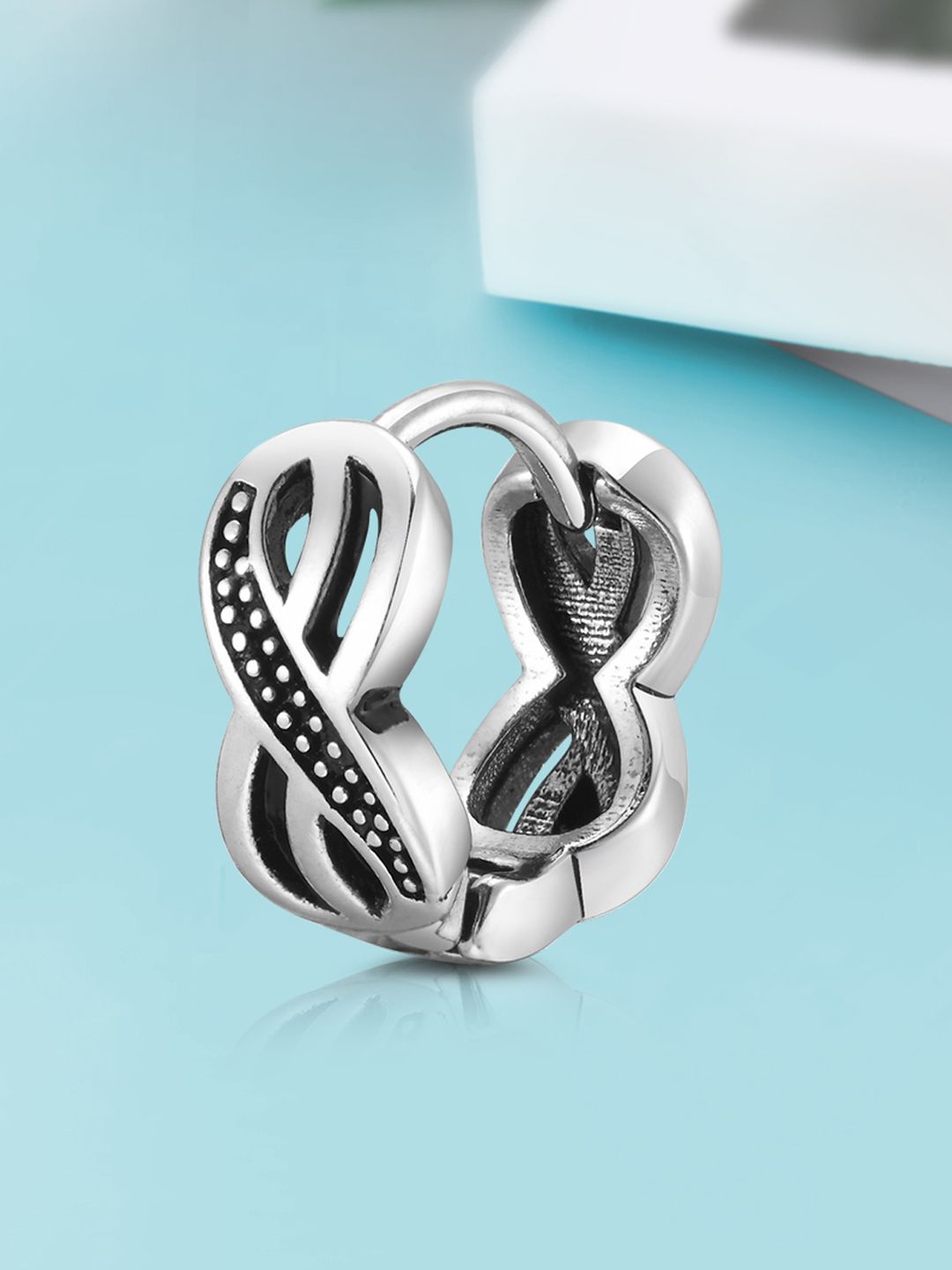 

Peora Silver Plated Stainless Steel Contemporary Shaped Hoop Earrings