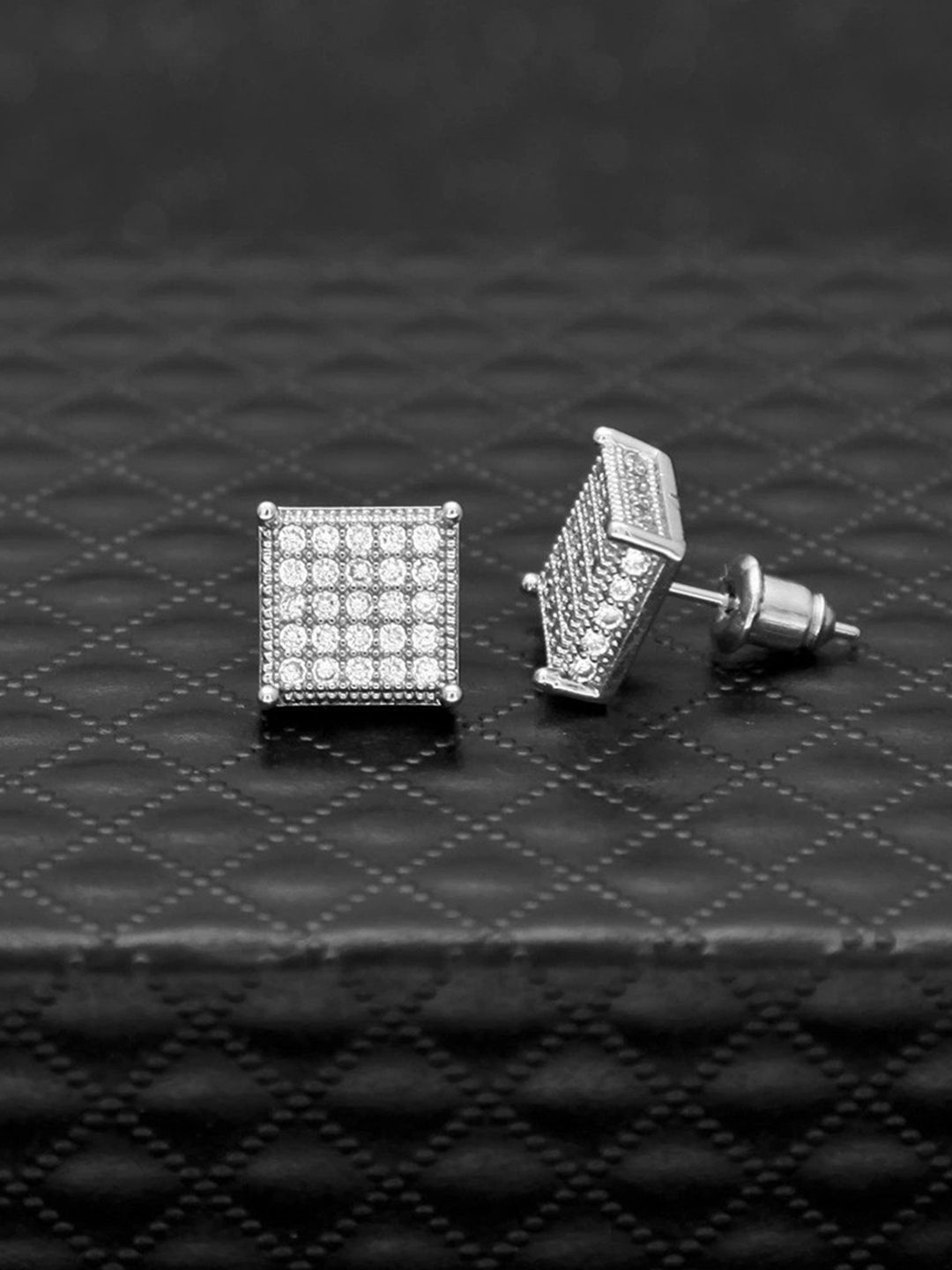 

Peora Silver-Plated Cubic Zirconia Studded Square Shaped Studs