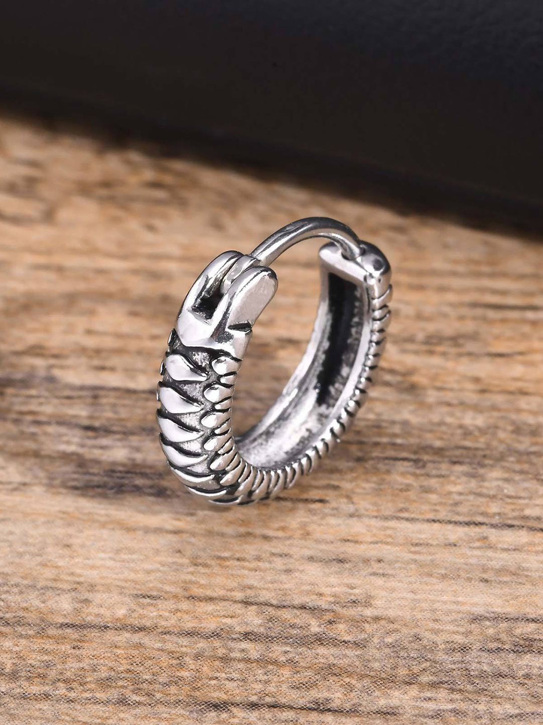 Peora Stainless Steel Silver Plated Circular Shaped Hoop Earrings
