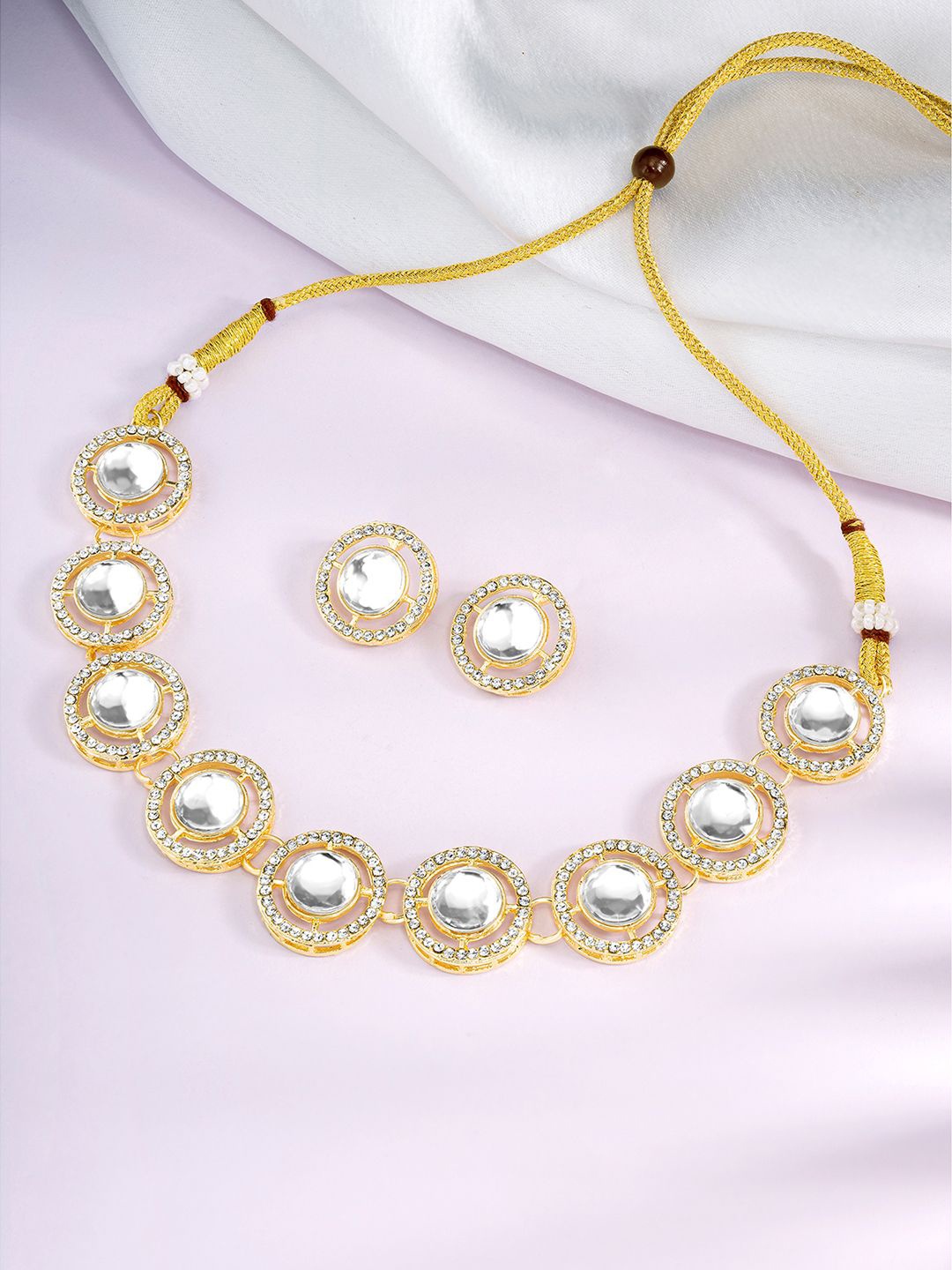 

Peora Gold Plated Crystal Stone Studded Jewellery Set