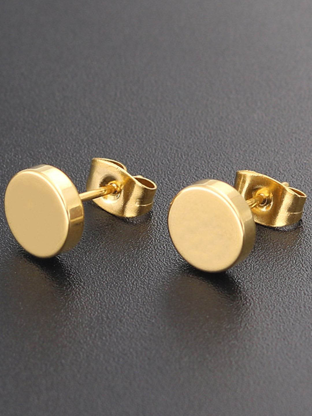 

Peora Unisex Gold-Plated Stainless Steel Circular Shaped Studs