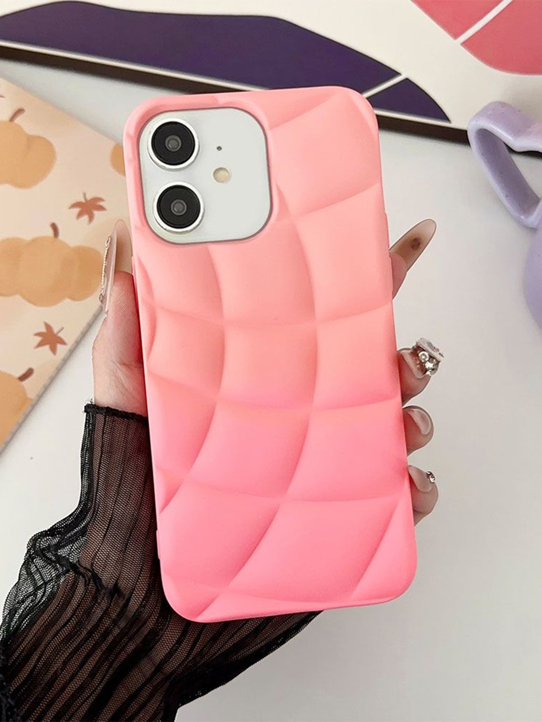 

Luxury Kase LK144 Spherical Gradient Colour Hemisphere Shape iPhone 12 Back Case, Pink