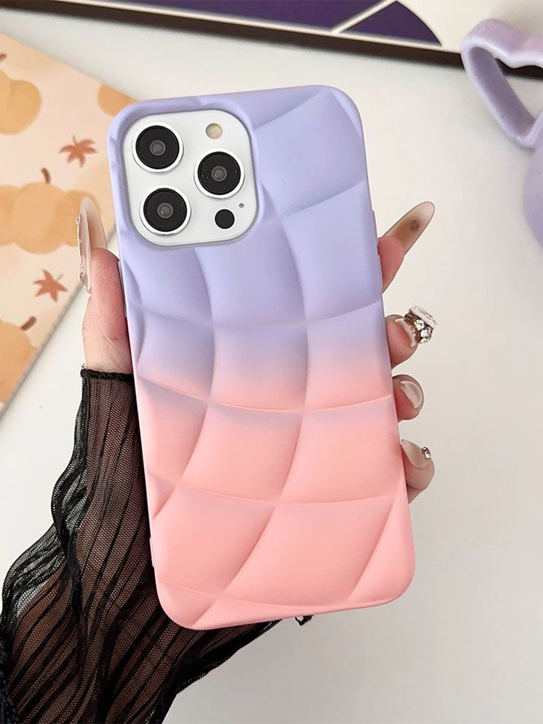 

Luxury Kase LK144 Spherical Gradient Colour Hemisphere Shape iPhone 12 Pro Back Case, Lavender