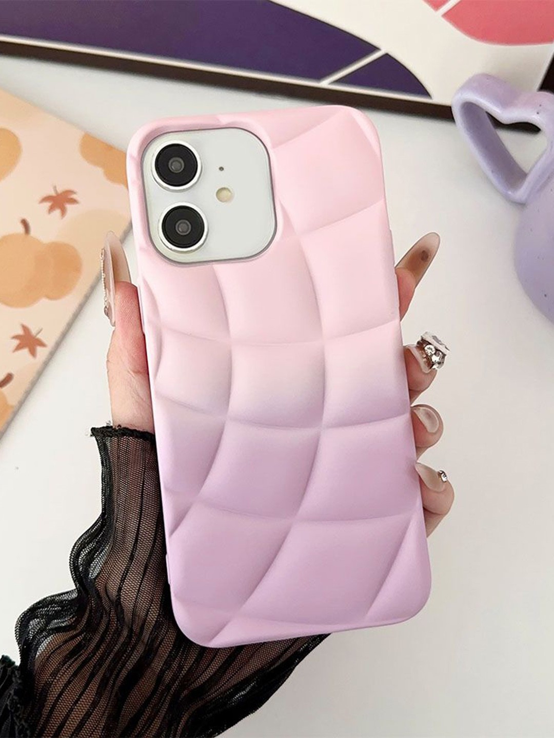

Luxury Kase LK144 Spherical Gradient Colour Hemisphere Shape iPhone 12 Back Case, Purple