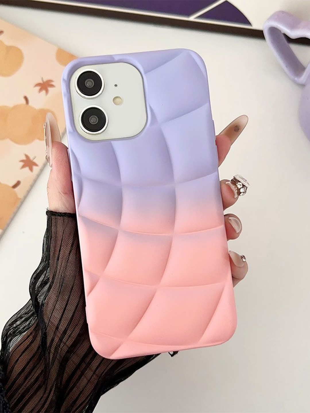 

Luxury Kase LK144 Spherical Gradient Colour Hemisphere Shape iPhone 12 Back Case, Lavender