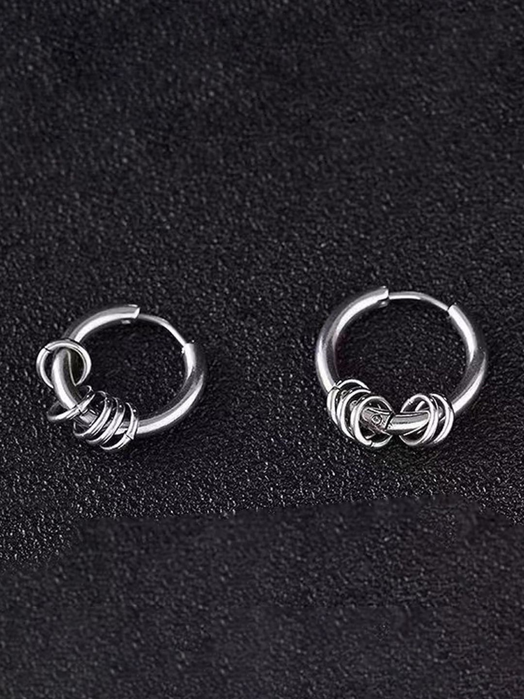 

Peora Stainless Steel Silver Plated Circular Shaped Hoop Earrings