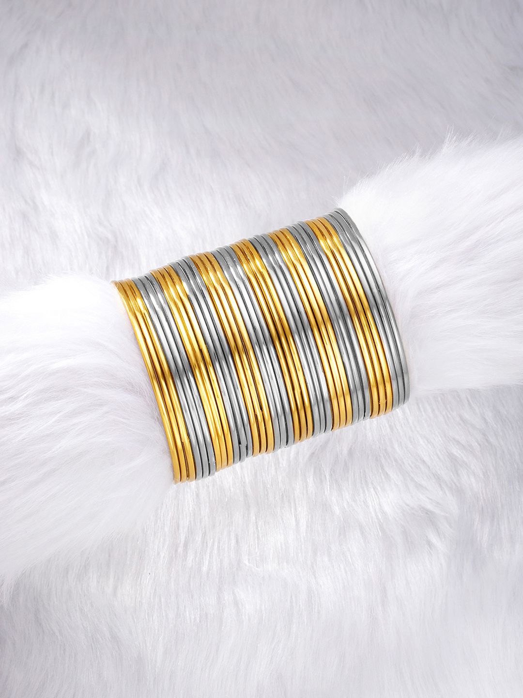 

Peora Set Of 36 Gold & Silver-Plated Metal Bangles