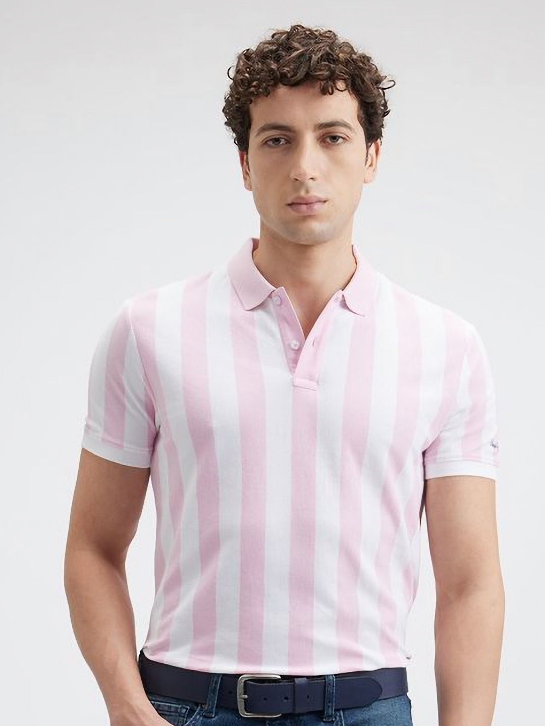 

Pepe Jeans Men Striped Polo Collar Cotton T-shirt, Pink