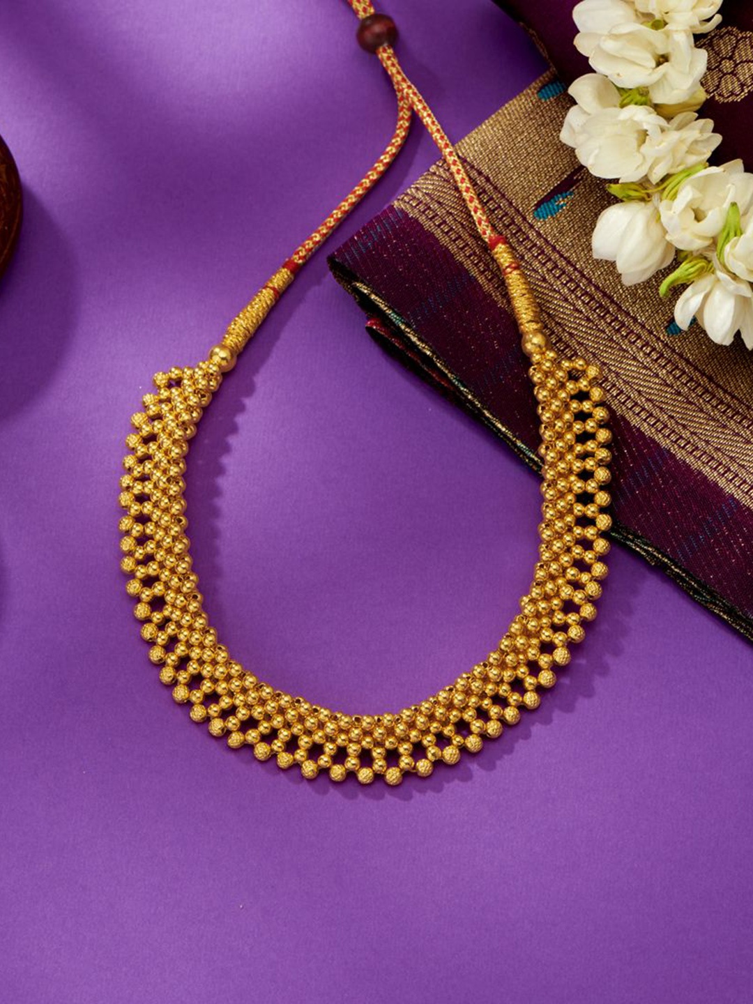 

P N GADGIL JEWELLERS Women Peshwai Yellow 22 Kt Gold Thushi Necklace 3.99gm
