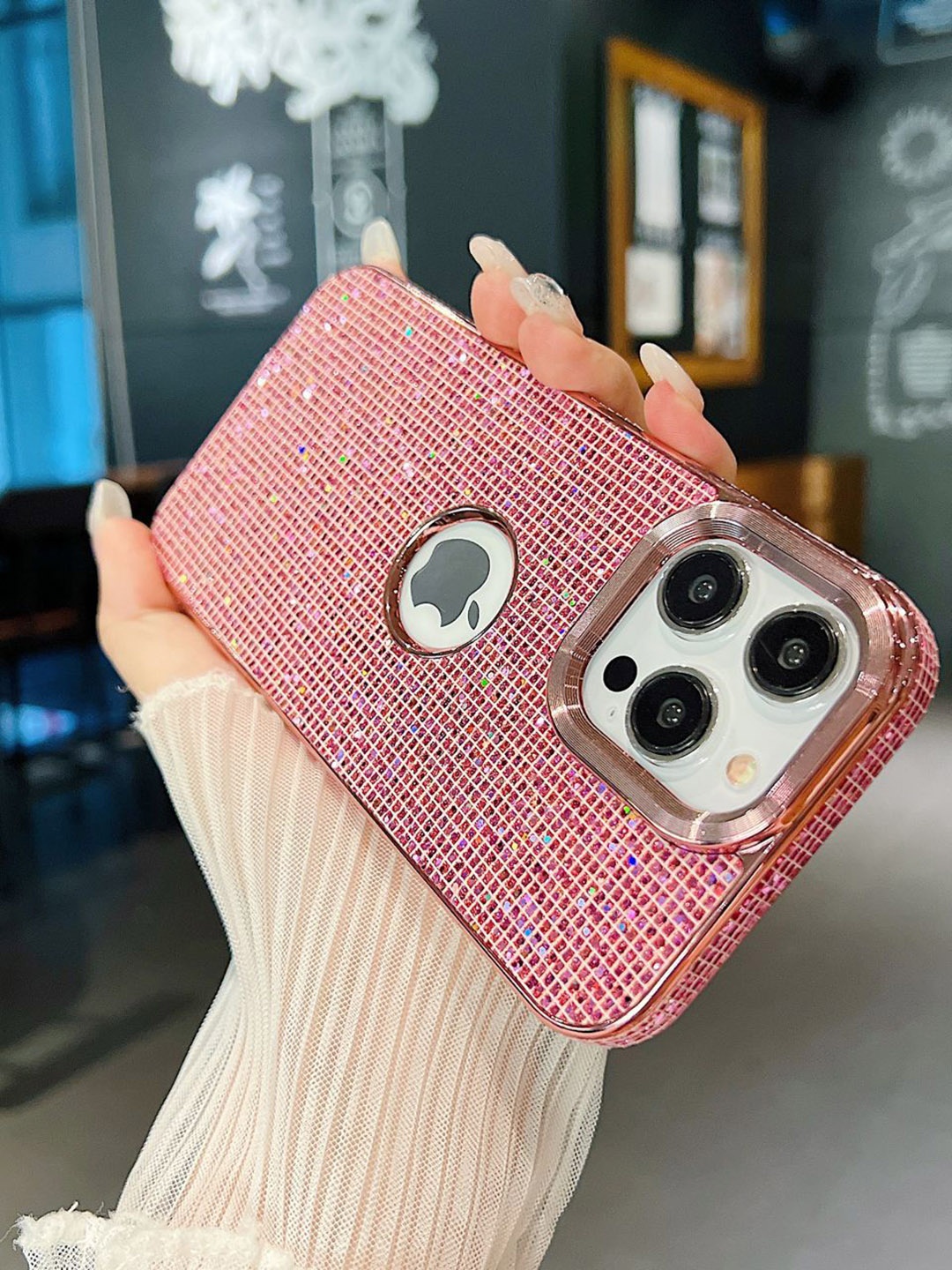 

Luxury Kase LK140 Fashion Bling Glitter iPhone 12 Pro Max Back Case, Pink