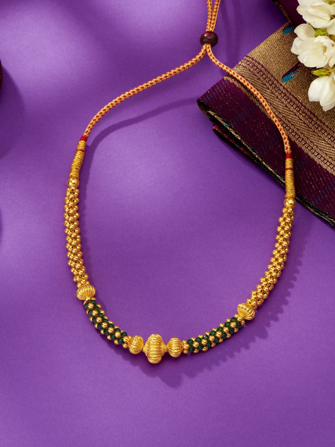 

P N GADGIL JEWELLERS Women Gauri 22 Kt Yellow Gold Thushi Necklace 2.94gm