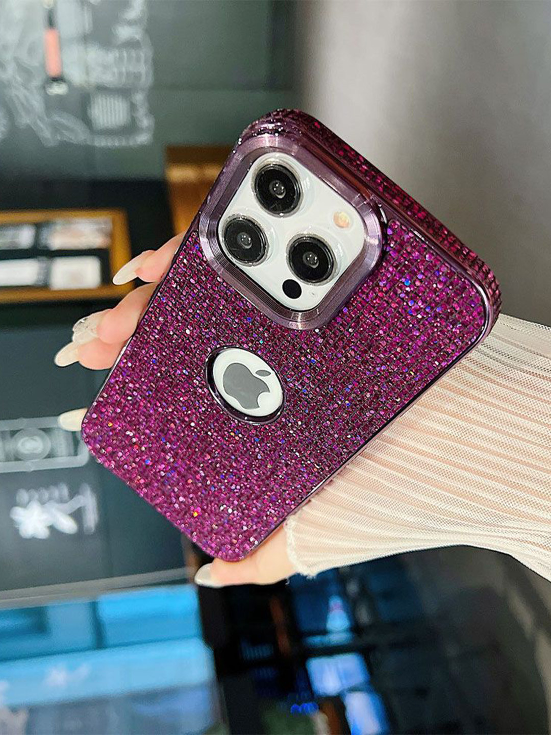 

Luxury Kase LK140 Fashion Bling Glitter iPhone 13 Pro Back Case, Purple