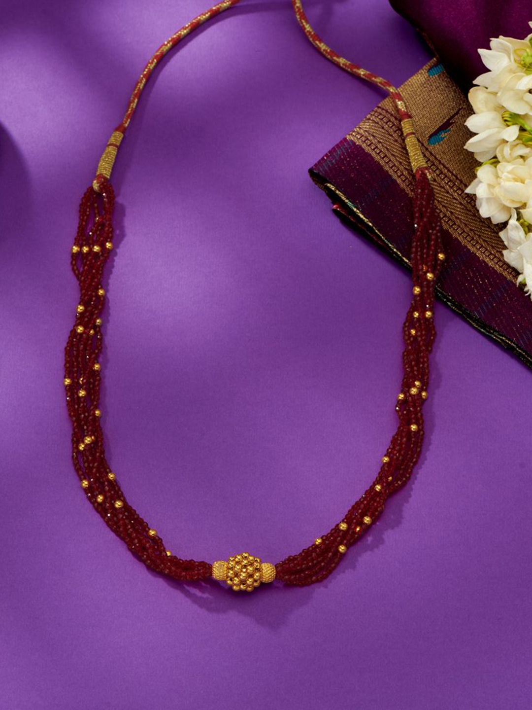 

P N GADGIL JEWELLERS Scarlet Grace Yellow Gold Thushi Necklace For Woman