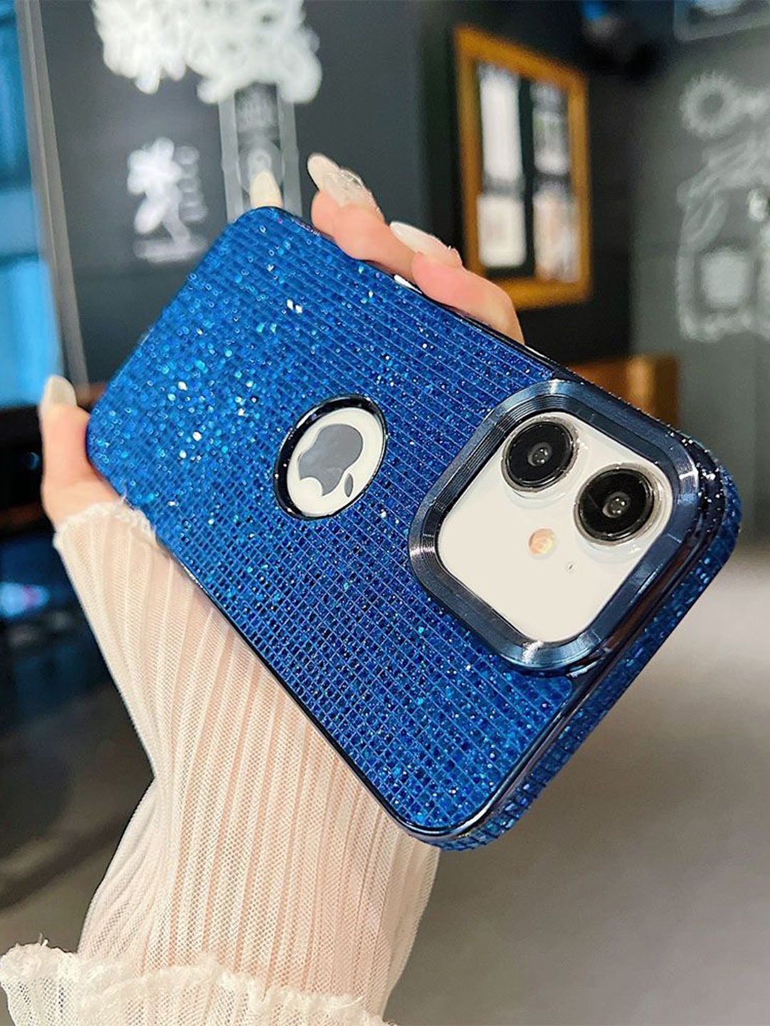 

Luxury Kase LK140 Fashion Bling Glitter iPhone 12 Back Case, Blue