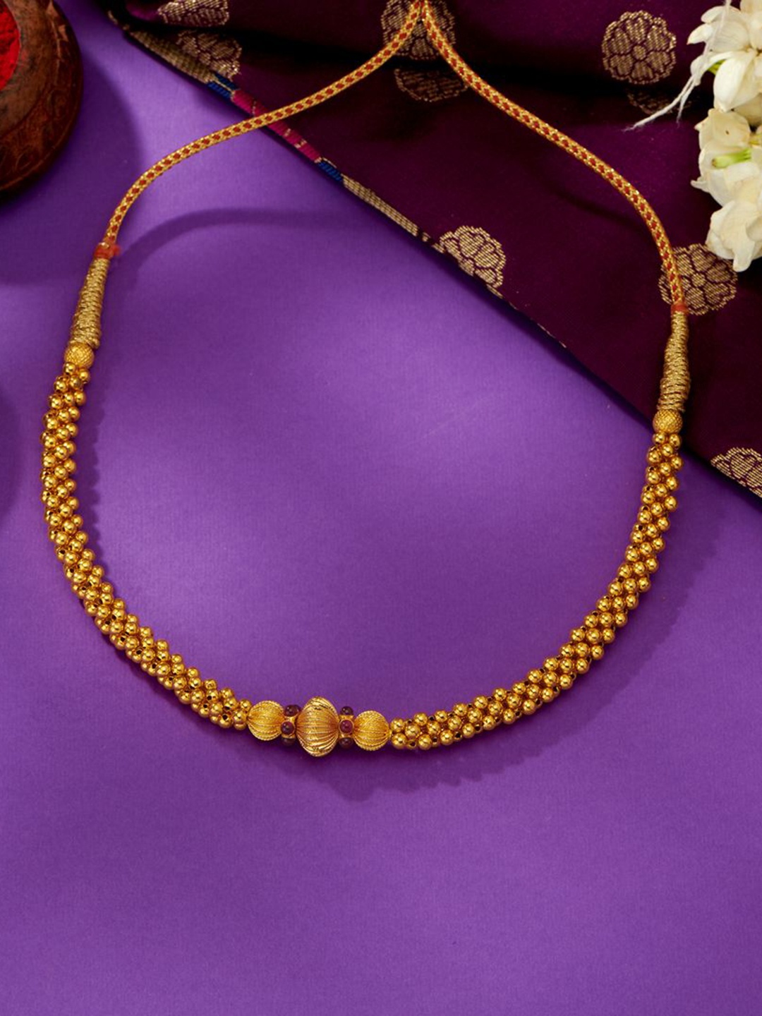 

P N GADGIL JEWELLERS Women Peshwai 22KT Yellow Gold Thushi Necklace 5.35g