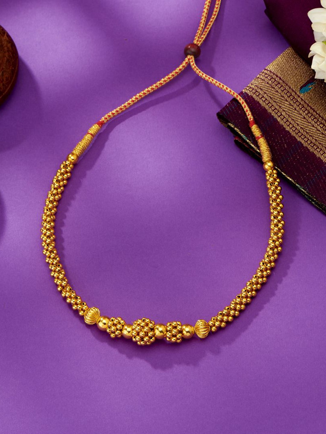 

P N GADGIL JEWELLERS Women 22 Kt Rajwada Yellow Gold Thushi Necklace-3.59g