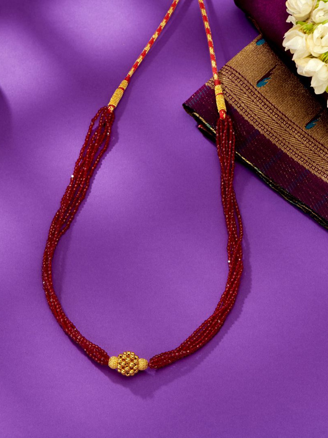 

P N GADGIL JEWELLERS Saundarya Yellow Gold Thushi Necklace For Woman
