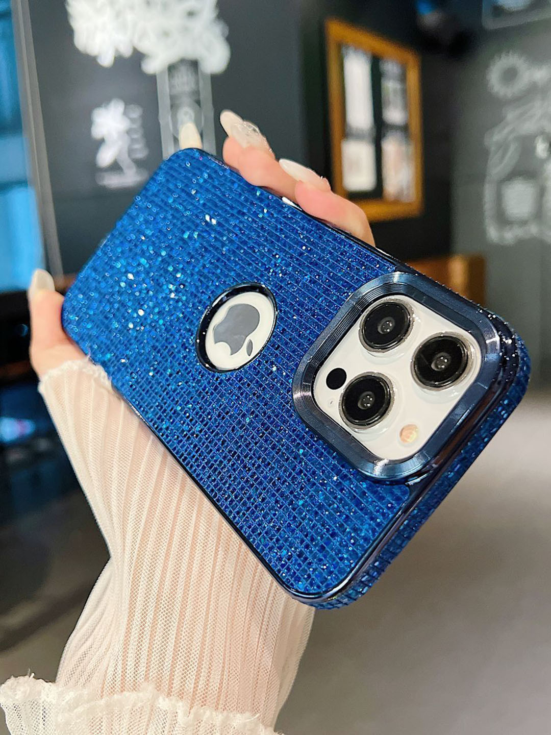 

Luxury Kase LK140 Fashion Bling Glitter iPhone 13 Pro Max Back Case, Blue