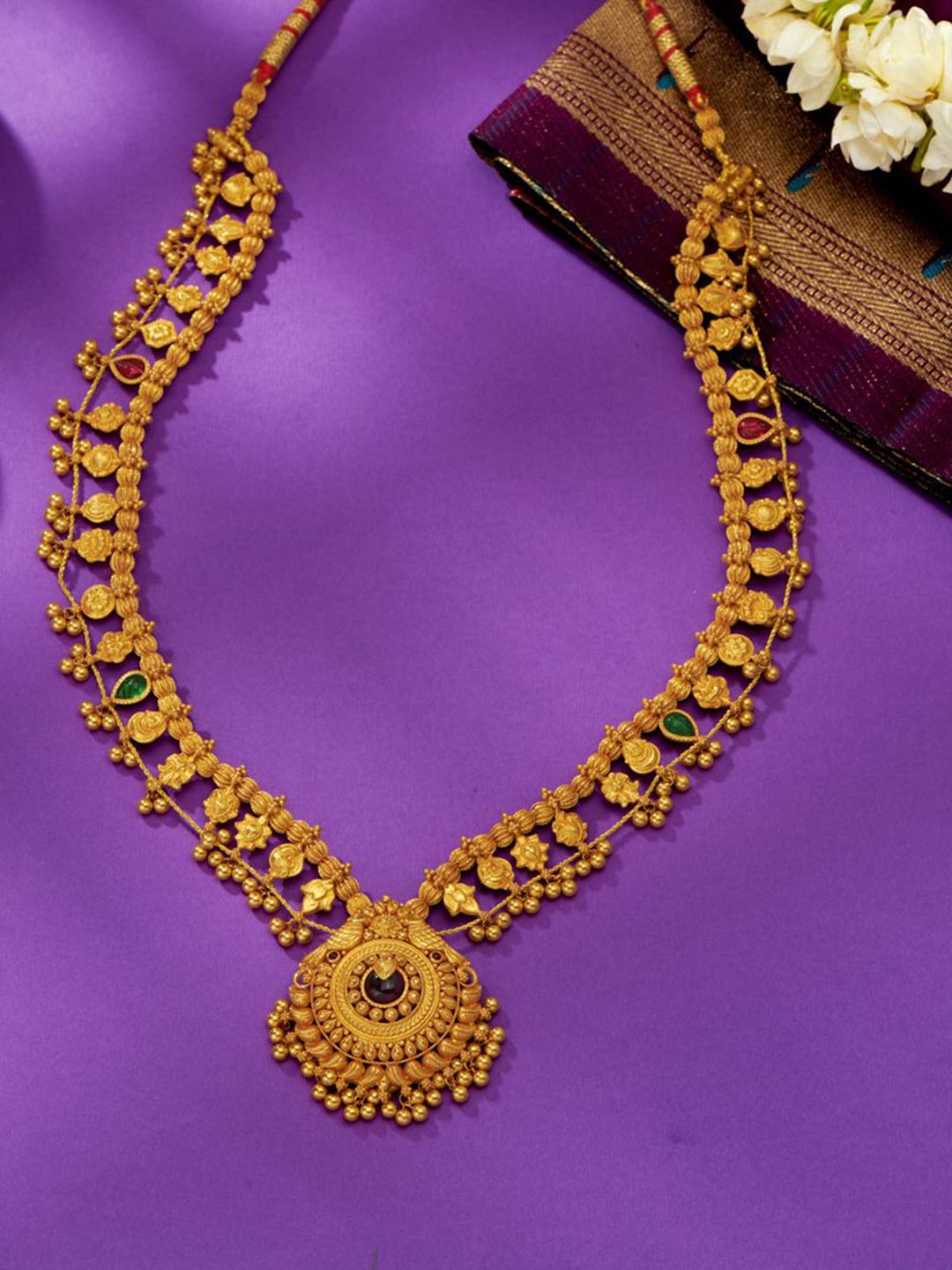 

P N GADGIL JEWELLERS Gokak Kolhapuri Saaj Yellow Gold Long Necklace For Woman
