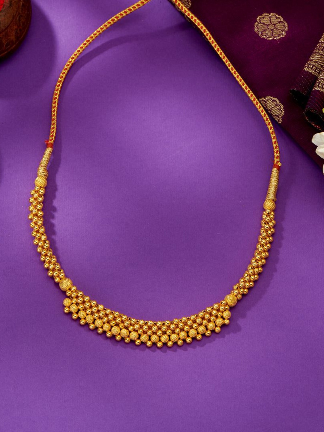 

P N GADGIL JEWELLERS Kolhapuri Gold Thushi For Women