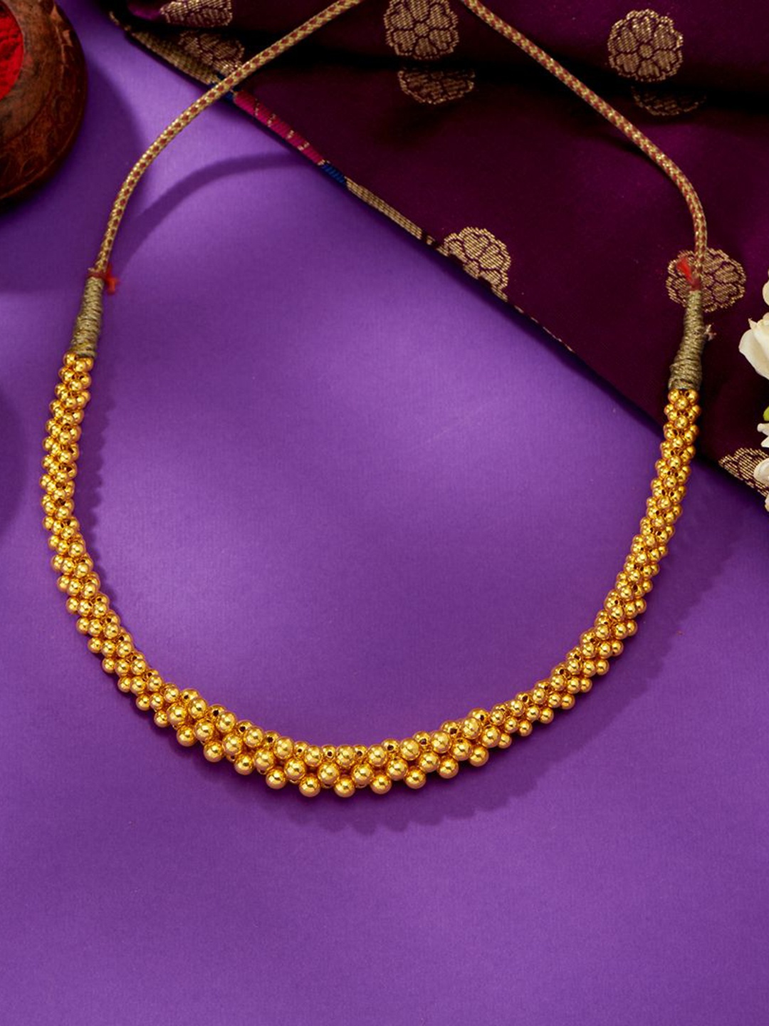 

P N GADGIL JEWELLERS Rani Yellow Gold Thushi Necklace For Woman
